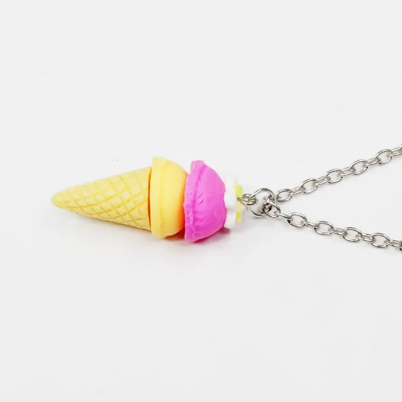 Small wholesale of 5 pieces/batch mixed ice cream necklace polymer clay DIY 50cm chain necklace womens and childrens necklace jewelry 241018