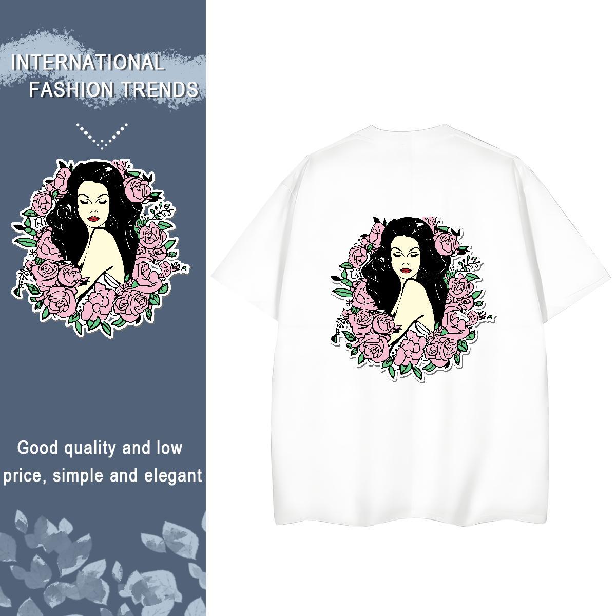 Factory Direct Women T Shirts 230g 100% Cotton Breathable Crew Neck Daily Outfit portrait Woman Tshirt Loose fit Customized Tees Shirts