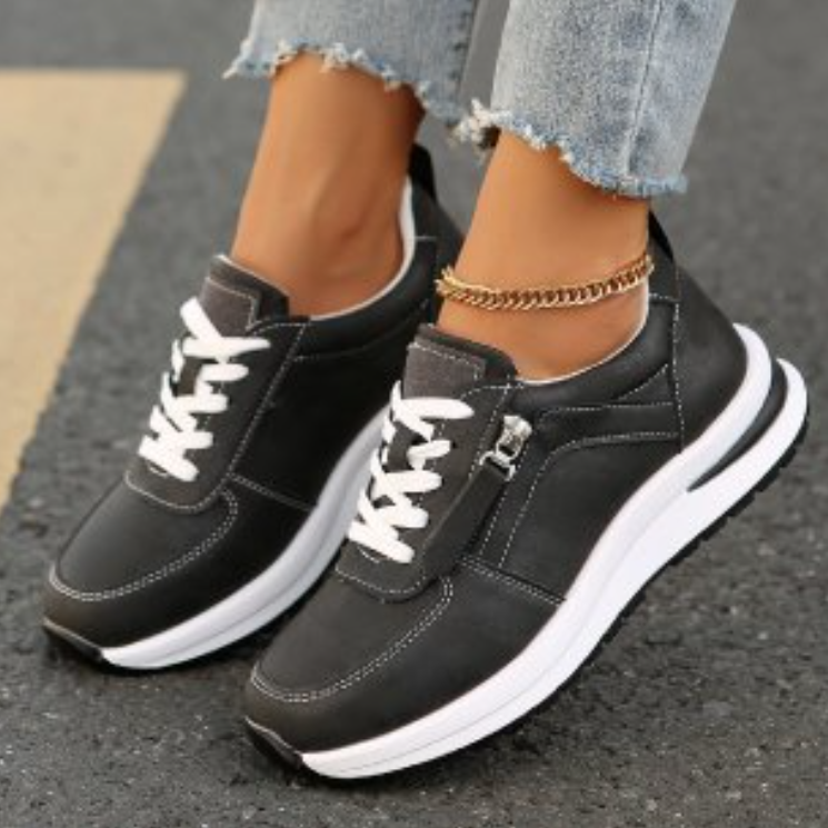 Fashion Sports Lace-Up Shoes: Versatile Plus Size Comfort, Grey & Brown 7c55