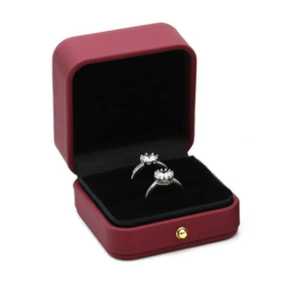 Vintage Double Slot Ring Box Pearl Treasure Box Wedding Proposal Engagement Ring Gift Organizer Storage Box PU Leather Packaging Box W241019