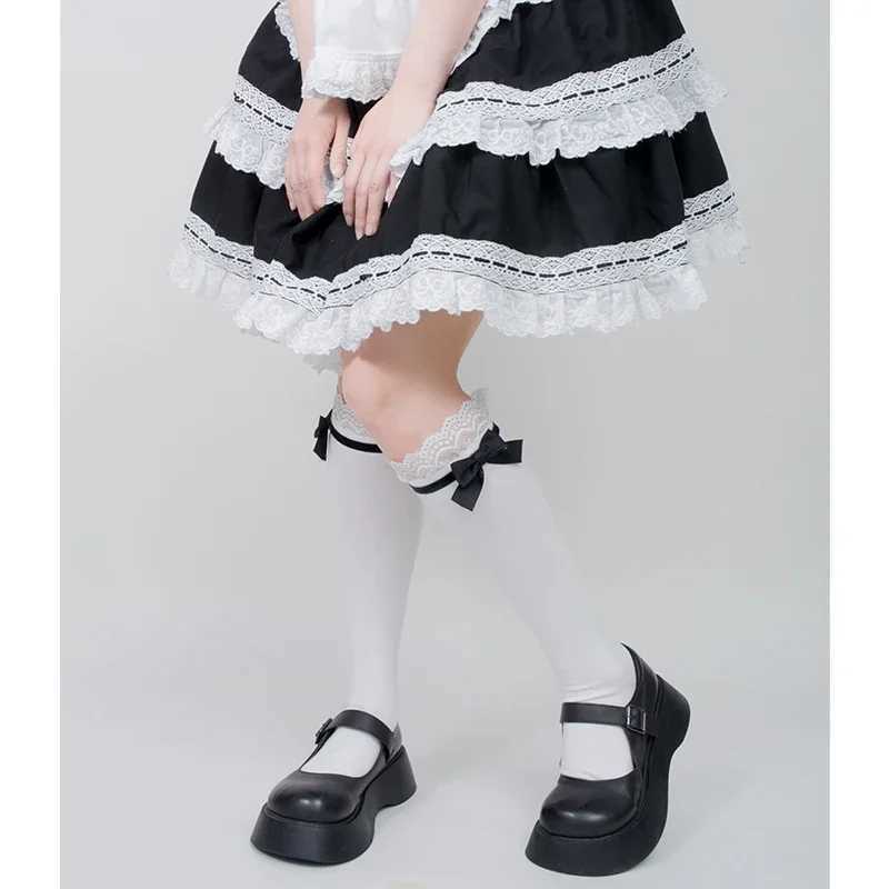 Socks Hosiery Lolita Long Socks Women Spring Autumn Bow Tube Socks Lolita Lace Cotton Socks Swt Girls White Leg Warmers Stockings Y2408330DJSN