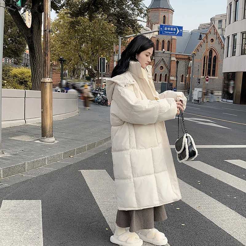Winter Female Oversized Down Jackets Loose Warm Coats Ladies Fashion Hooded Long Jacket Down Cotton Parkas Women Padded JacketX241019