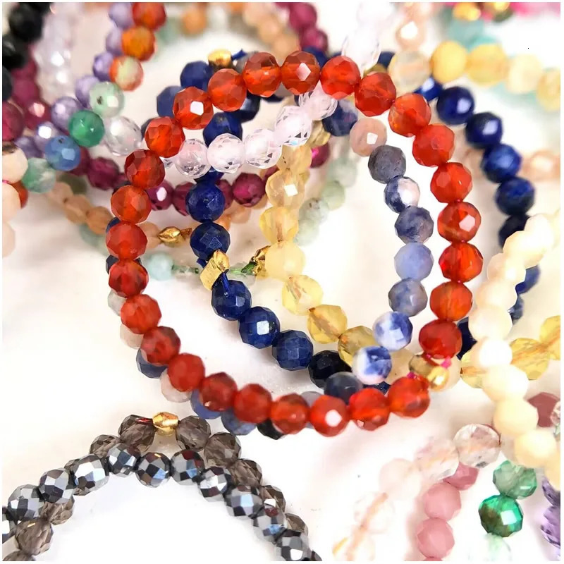 Natural Stone Agate crystal quartz zircon 2mm Multi Faced Bead Ring Jewelry gifts suitable for men and women 241010