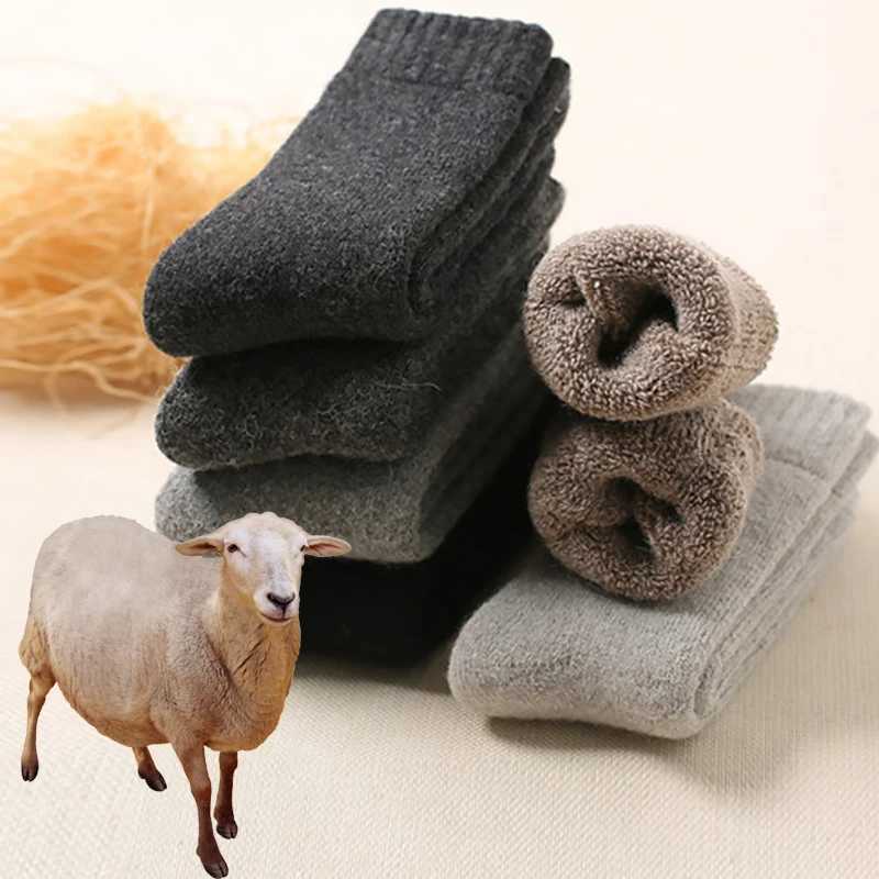 Winter Warm Merino Wool Male Men Women Socks Super Thicker Solid Rabbit Socks Against Cold Snow High QualityXJ241019