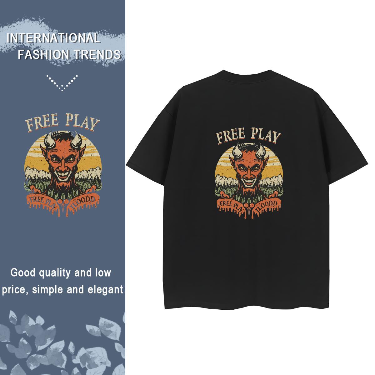 2024 DIY T Shirt For Woman 230g Cotton Comfortable Street skull Couples T Shirts Nice Anime Tees