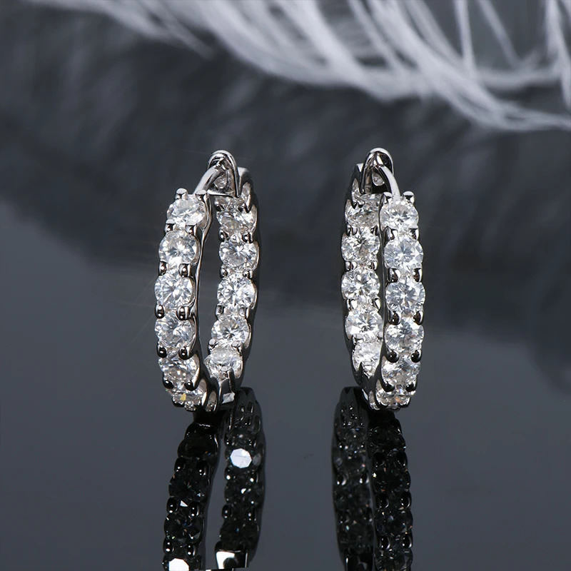 IOGOU Hoops 100% 925 sterling silver genuine m stud earrings used as sparkling jewelry gifts for women GRA certificate 241018