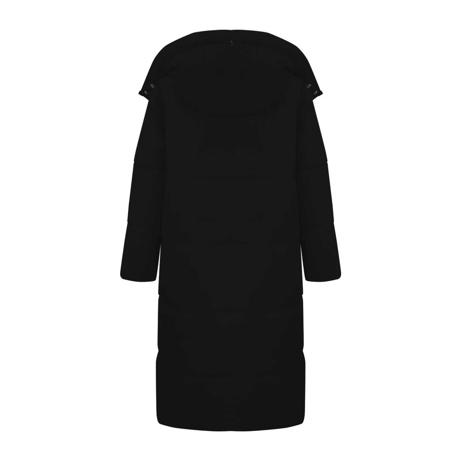 WomenS 2024 Winter Fashion Oversized Thicken Straight Long Coats Jackets Button Front Drawstring Hooded High Collar Down JacketX241019