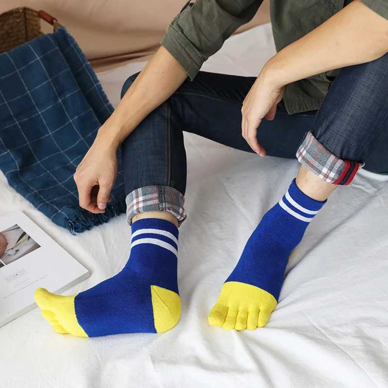 1/4 Pairs Thick 5 Finger Socks Terry Man Winter Cotton Breathable Warm Against Cold Snow Toe Short Floor Sleeping Socks ThermalXJ241019