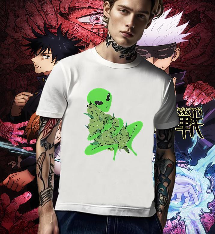 Cool Design T-Shirts for Men 230g Pure Cotton extra-terrestrial Beach Black White Breathable Tshirts Fashion New Polos