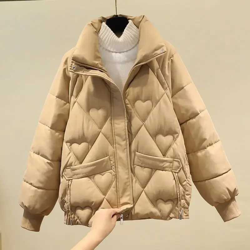 Women Korean Thick Warm Down Cotton Puffer Jacket Long Sleeve Hooded Parka Winter Coat Pockets Solid Plus Size Loose OvercoatX241019