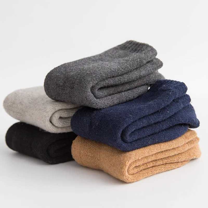 5 Pairs/Lot Mens Winter Super Thick Wool Socks Thick Terry Socks Mens High-quality Mid-tube Socks Solid Color Thick Snow SocksXJ241019