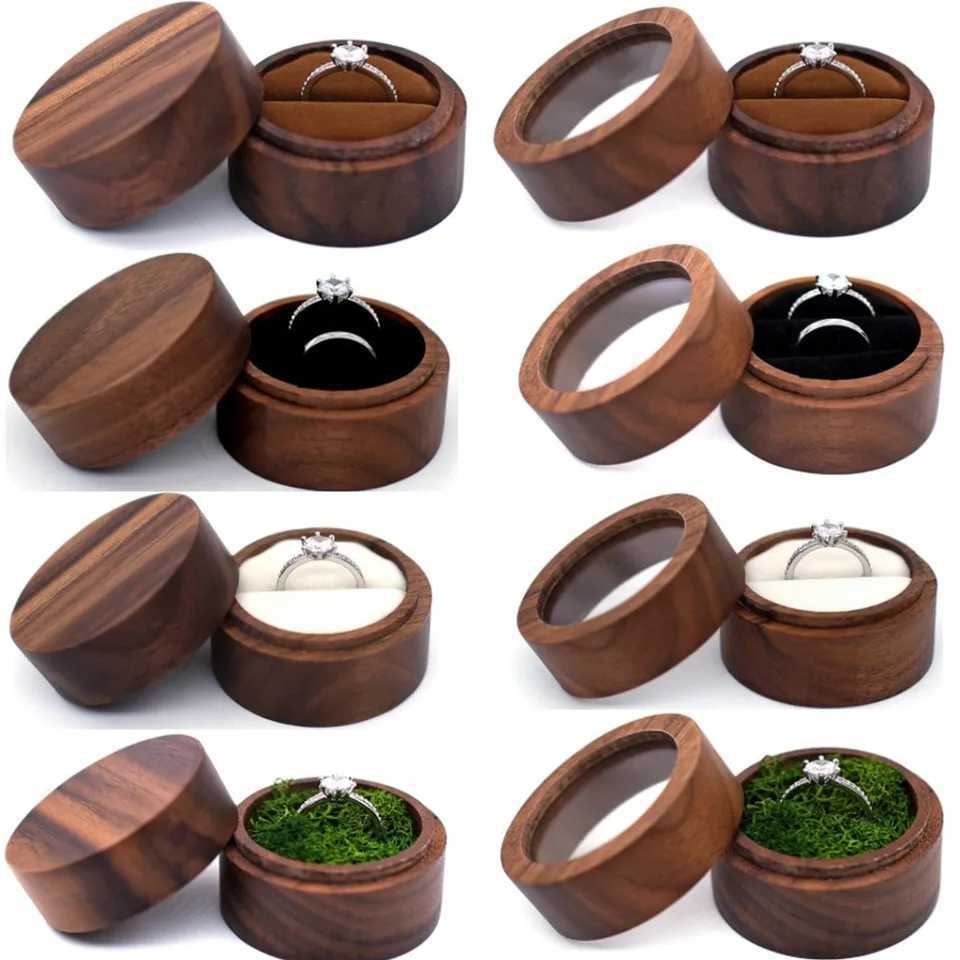 Wooden ring box double couple ring holder jewelry earring stud storage suggestion wedding anniversary ring organizer packaging box W241019