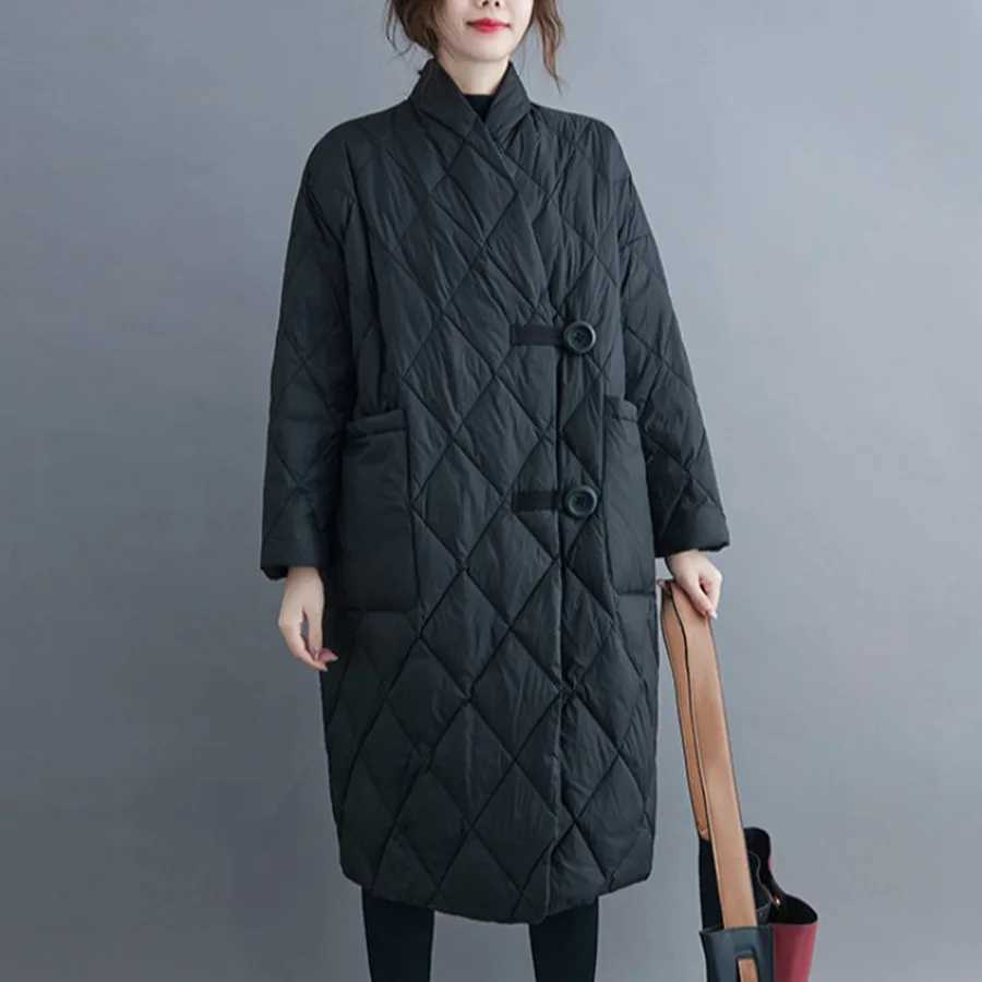 Plus Size 8XL 120kg Winter Women Long Jacket Warm Lady Lightweight Coat Oversized Puffer Parkas Wadded Down JacketsX241019