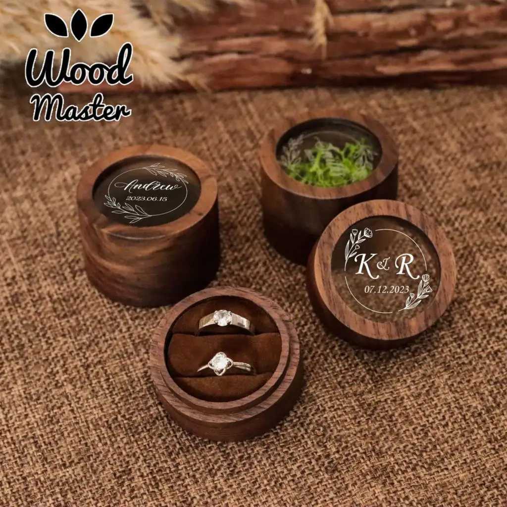 Customized wooden engagement ring box wooden ring bearing pillow carving ring box double groove ring box wooden suggestion box W241019
