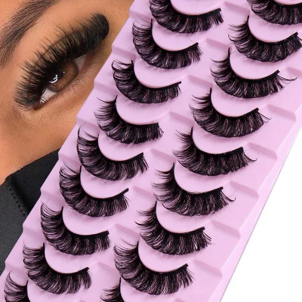 10 Pairs Russian Strip Lashes DD Curl False Eyelashes Fluffy Wispy Fake Lashes PackXJ241019