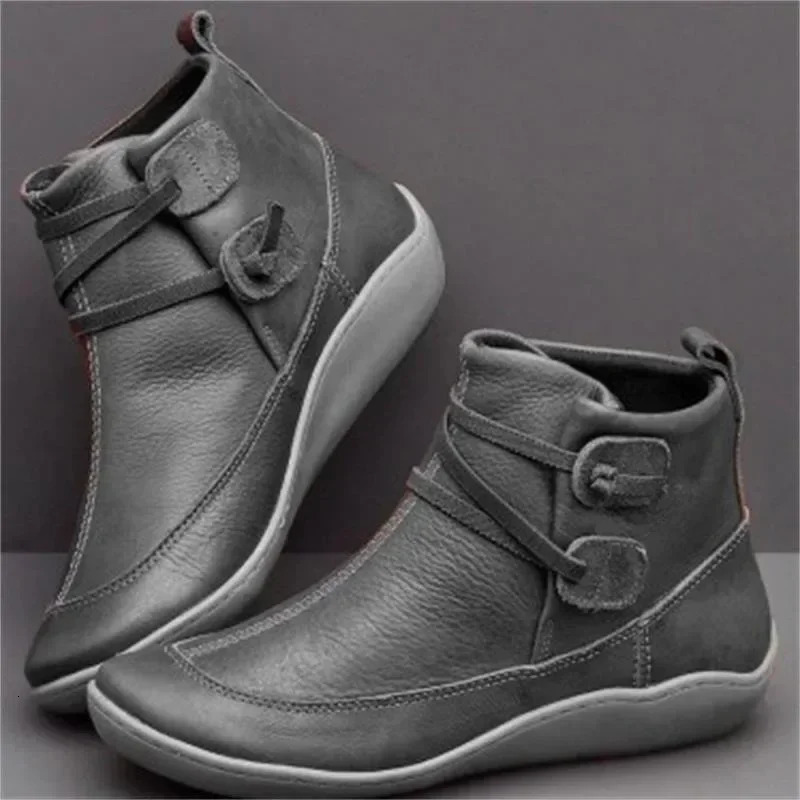 Womens autumn/winter flat bottomed English style short boots with soft soles comfortable and non slip Plus size 43 cotton boots 241018