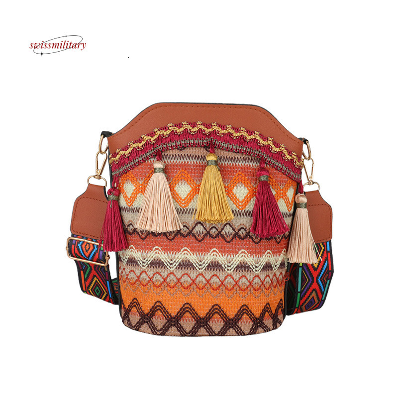 2024 New Ethnic Style Trendy Casual Fashion Bohemian Single Shoulder Bucket Crossbody Bag Handbags #12 swissmilitary