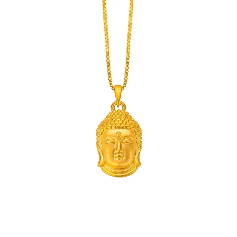 9999 genuine gold 24K gold Buddha head pendant national fashion womens clothing name Buddha pendant necklace 241014