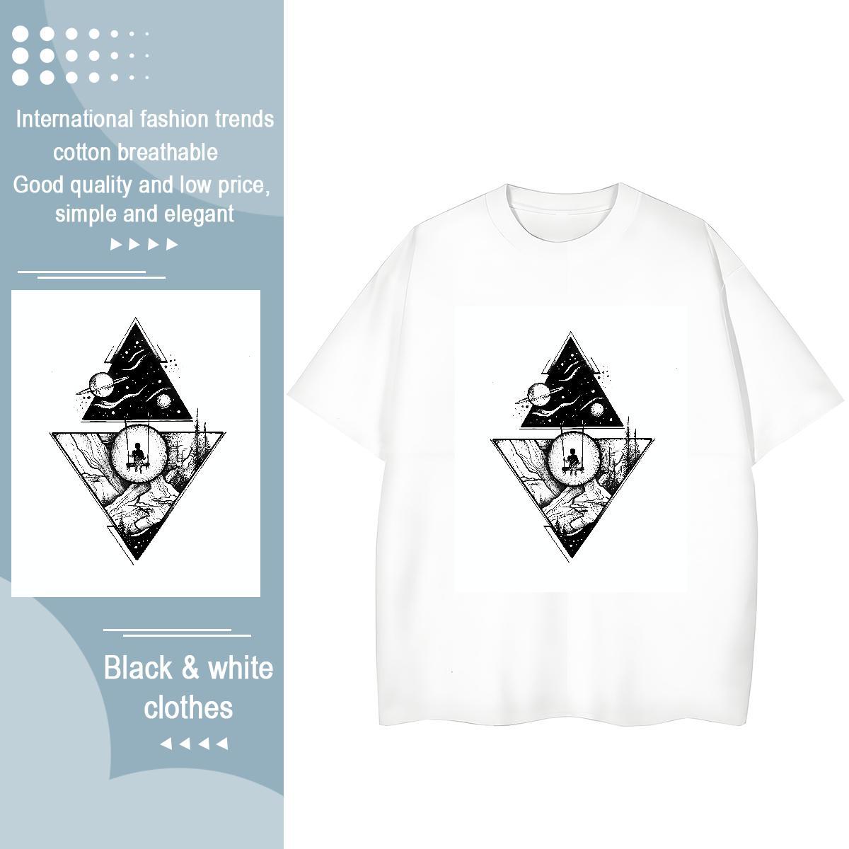 2024 DIY Womens T Shirts 230g Cotton Breathable Crew Neck Spring Summer eye of the devil Womens Tshirts High quality White Plus Size Tops Tees