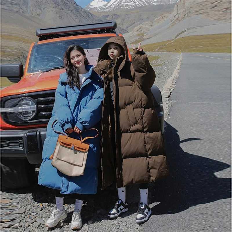 2023 Down Coats New Long-style Cotton Dress Korean Version Large Size Korean Fashion Jackets Winter Heat Parka FemininaX241019