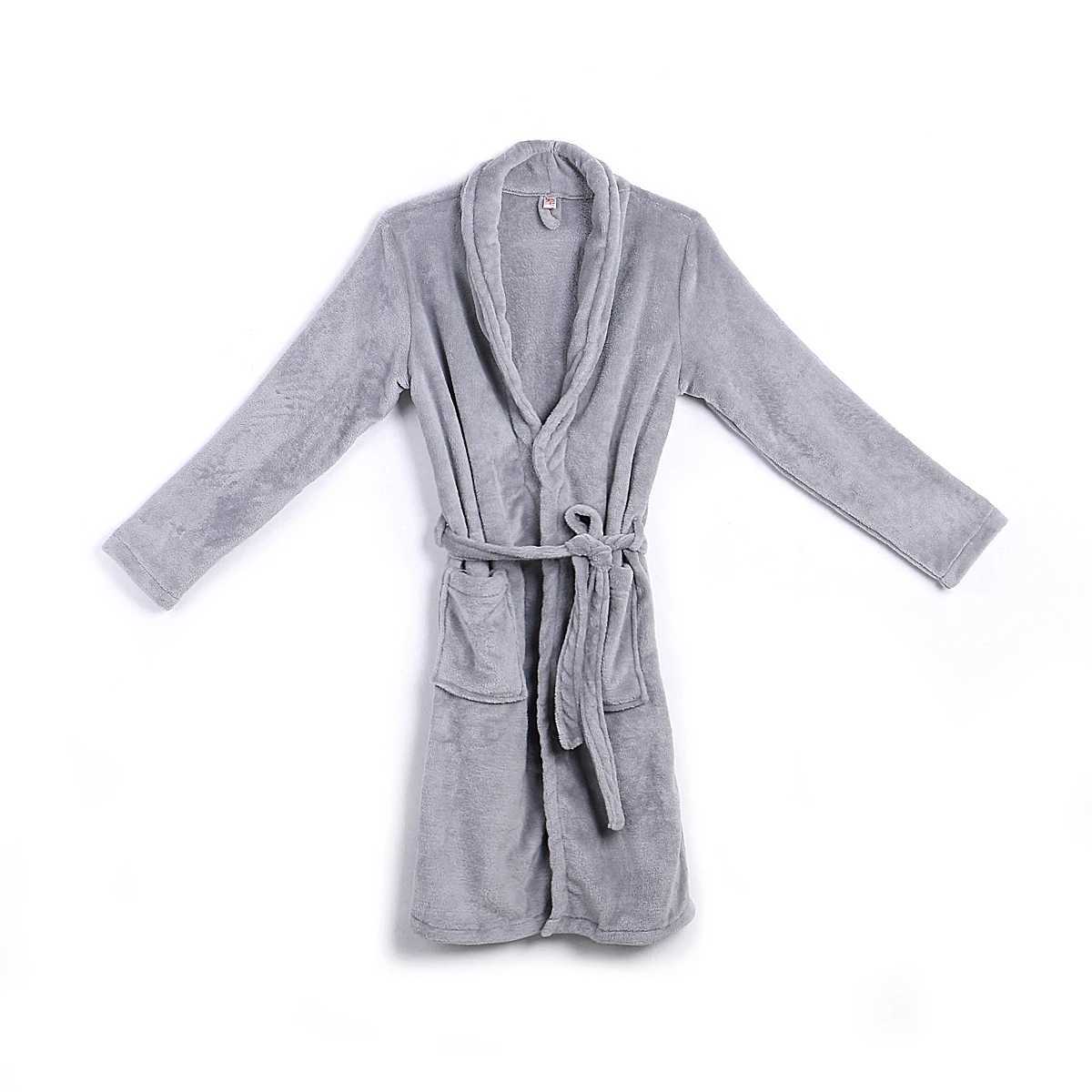 Mens Plush Fleece Robe Shawl Collar Long Robes with Pockets Cozy Warm Bathrobe House Robes Fuzzy Male Spa RobeXJ241018