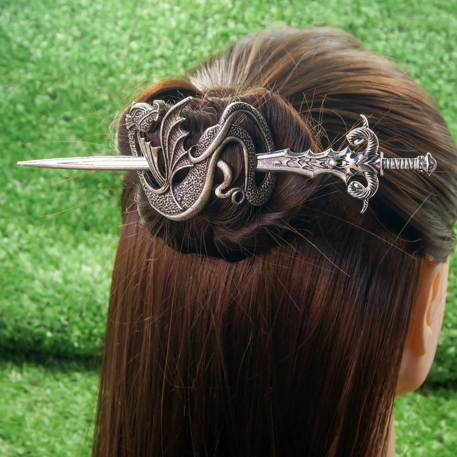 Vintage Viking Celtic Dragon Knot Hair Clip Skull Sword Hair Clip Female Hair Decoration Gift 241018