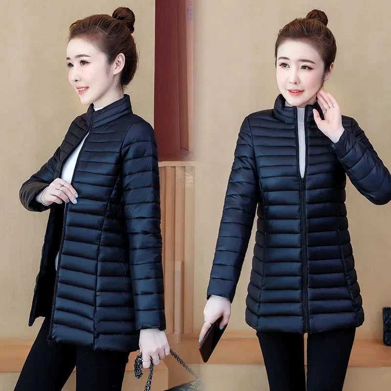 6XL Mother Coat Mid-Long Down Cotton Jacket womens Short Slim Fit Mid-Elderly coat spring Autumn Winter Padded jacket Out WearX241019