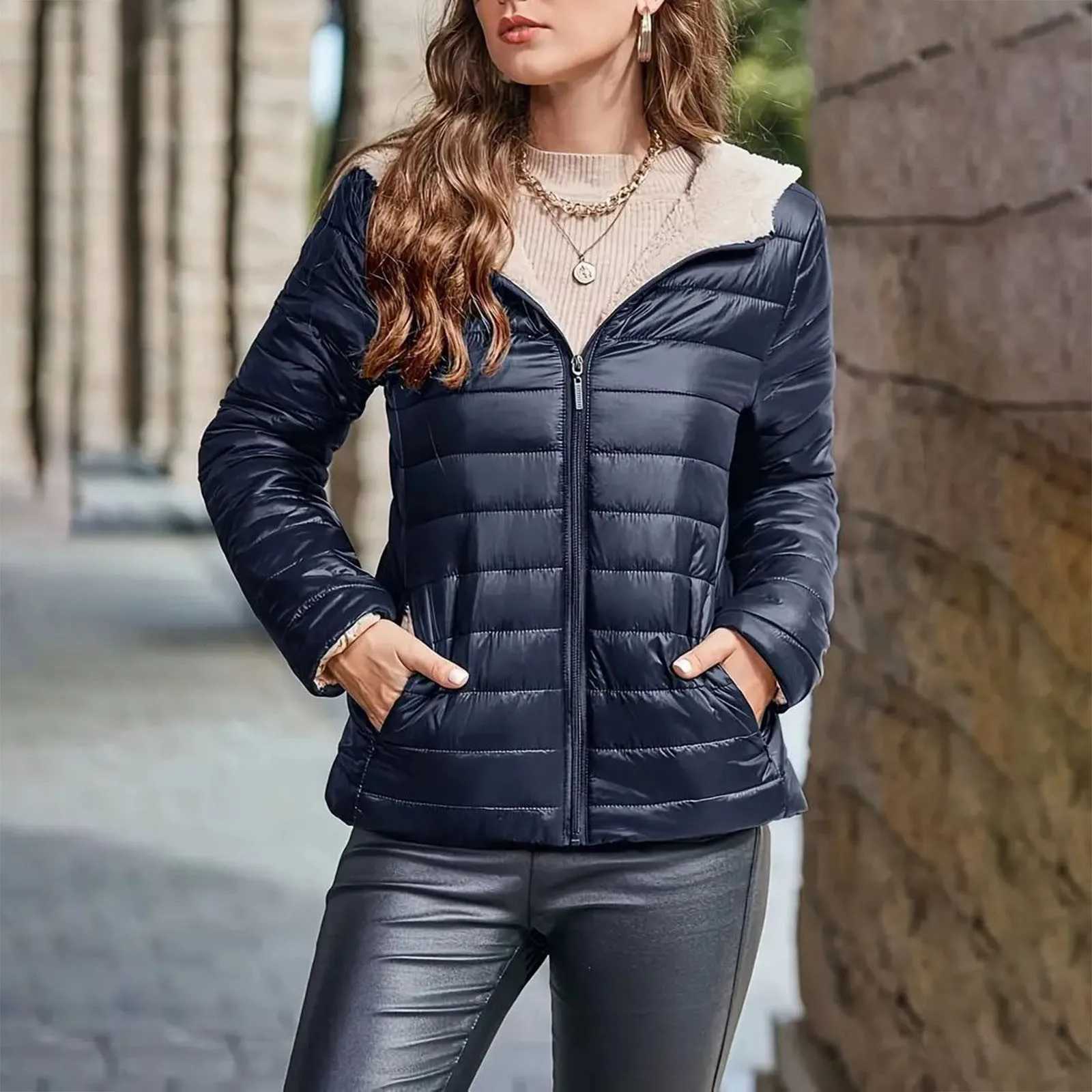 Slim Lightweight Puffer Thicken Short Cotton Down Coats Women Stand Collar Long Sleeve Lady Jackets 2024 Winter Lady StreetwearX241019