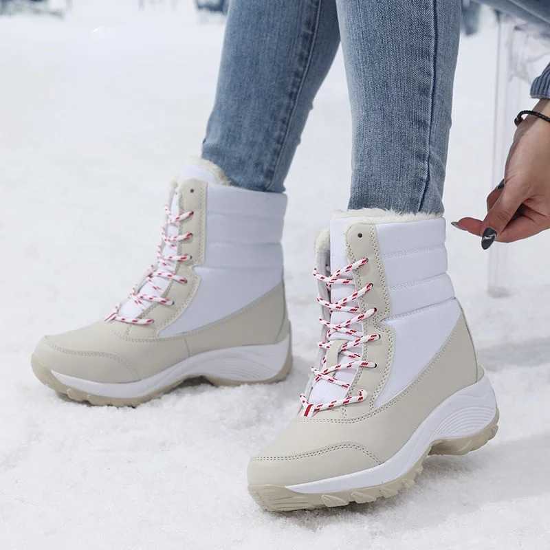 Winter outdoor warm snow boots with thick platform waterproof and anti slip warm shoes for women oversized casual boots Y241019