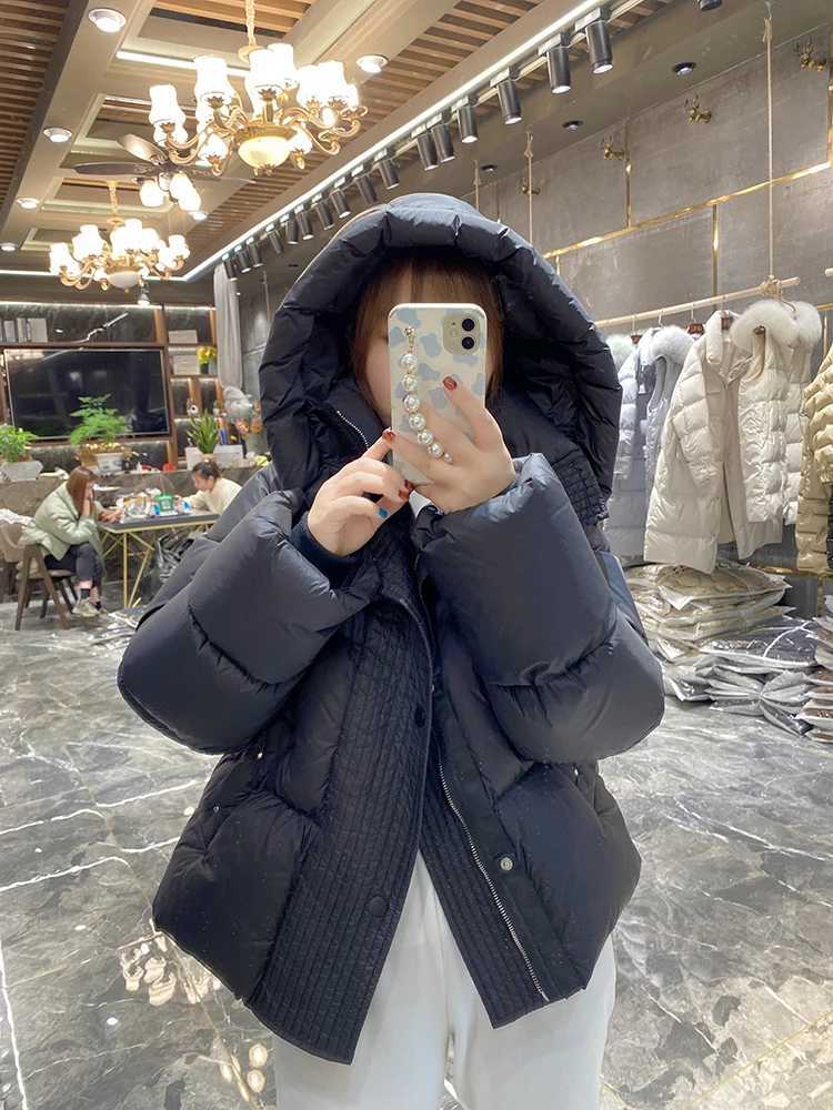 Thicken Down Jacket Women Winter Short White Duck Down Coat Hooded Parka White Black Yellow Khaki Loose Warm Coat 2023X241019