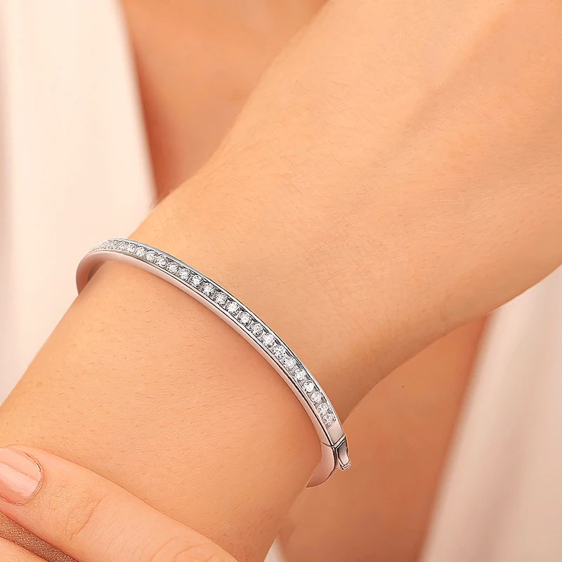 OEVAS 3-4CT 2.5mm D Colored Diamond Bracelet 100% 925 Pure Silver Bridal Anniversary Exquisite Jewelry 241007