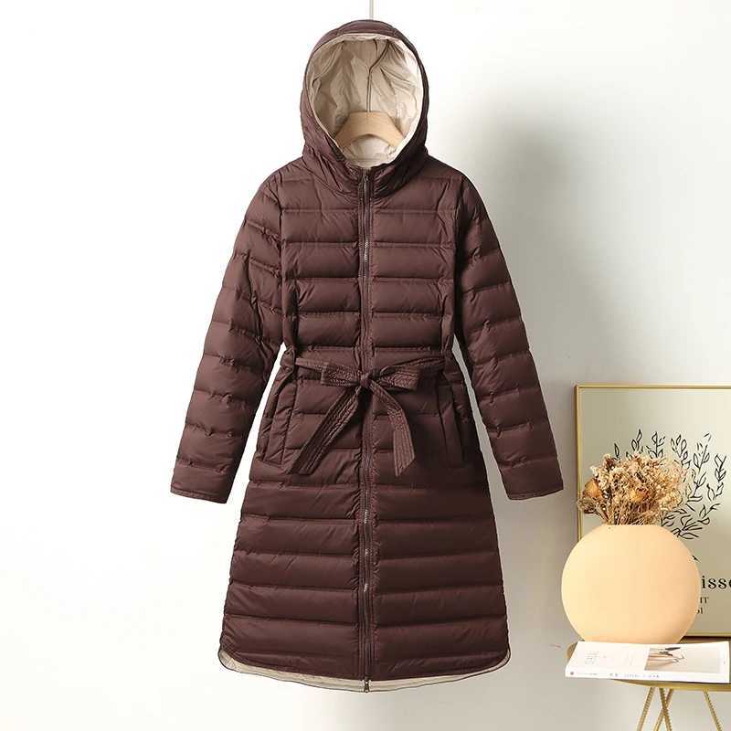 Woman Winter Women Hooded Long Jacket White Duck Down Lightweight Autumn Windbreaker Parkas SeamlessX241019