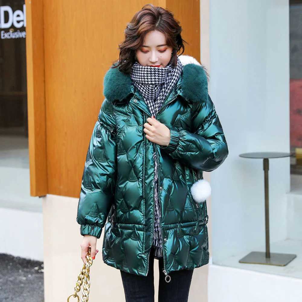 Women's Down Parkas Long Hooded Shiny Jacket For Womens Warm Parkas High Qualit Thicken XL-5XL Jackets Women Fashion Winter Coats Y241019FD8T