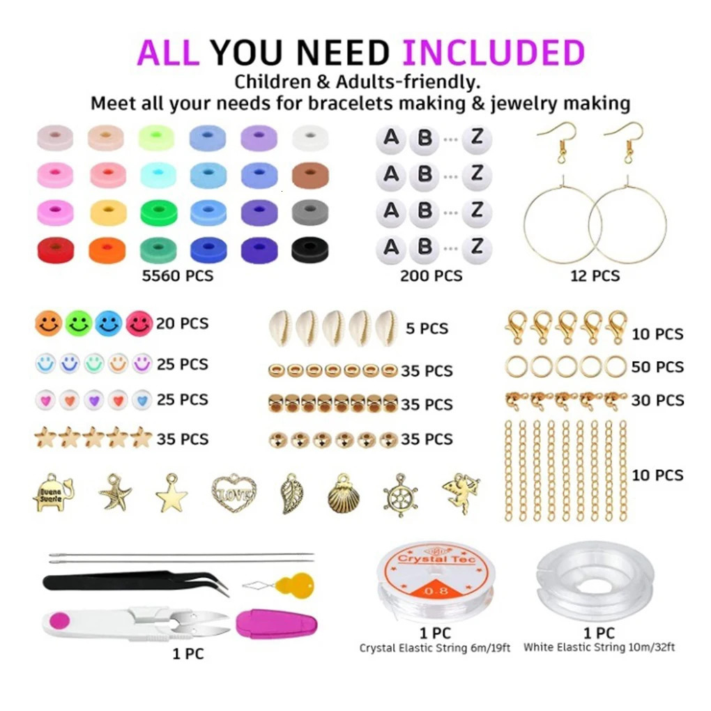 6000 pieces/set of bead bracelets jewelry necklaces pendants bead making 241018