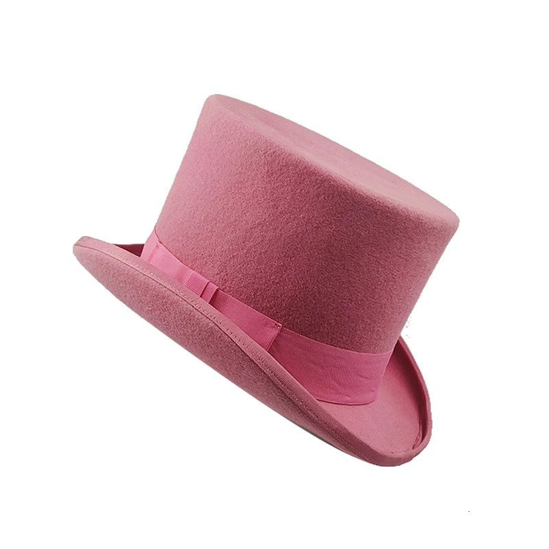 Blue mens and womens hats 100% wool magic hats top-level display mens bowling hats black and red magic hats presidential hats feather accessories 2410