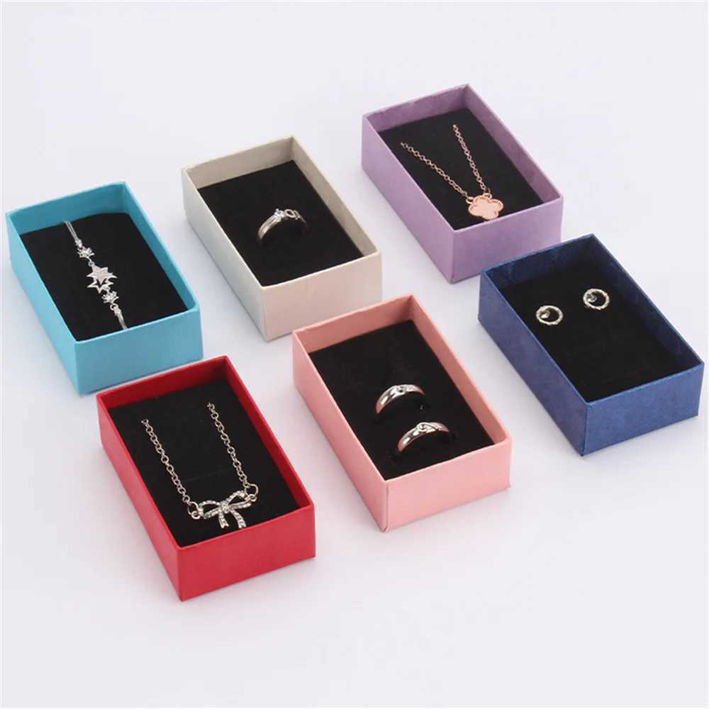 Paper jewelry packaging color box ring necklace storage organizer bracelet earring display stand wedding gift wholesale W241019