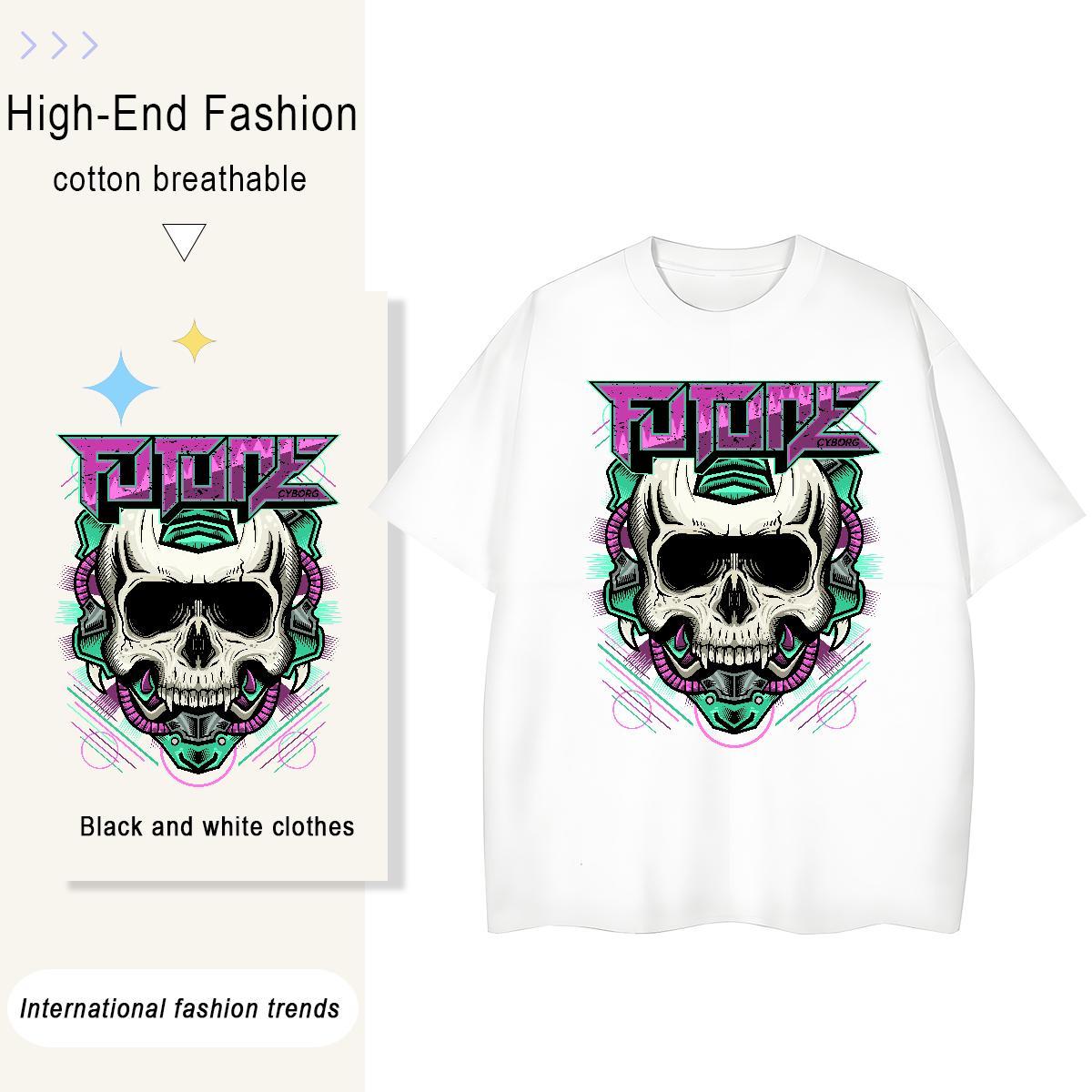 Brand T shirt 230g Pure Cotton Short sleeve Soft Hip Hop Street skull Unisex Tshirts Designer Nice Customized Print Tee Shirt