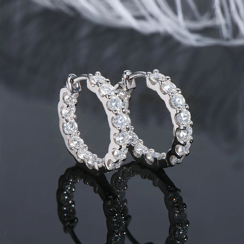 IOGOU Hoops 100% 925 sterling silver genuine m stud earrings used as sparkling jewelry gifts for women GRA certificate 241018