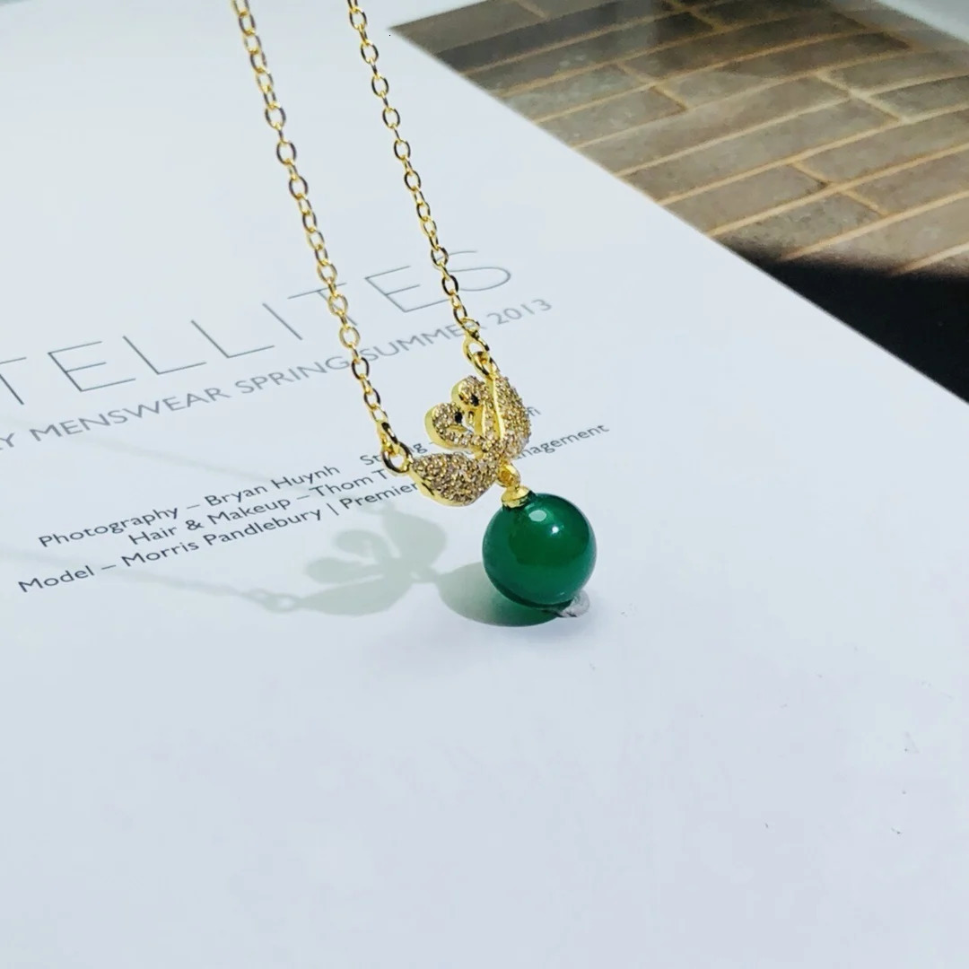 selling product Natural agate Chalcedony pendant Boutique inlaid jade jewelry necklace Exquisite gift accessories Send certificate 241018
