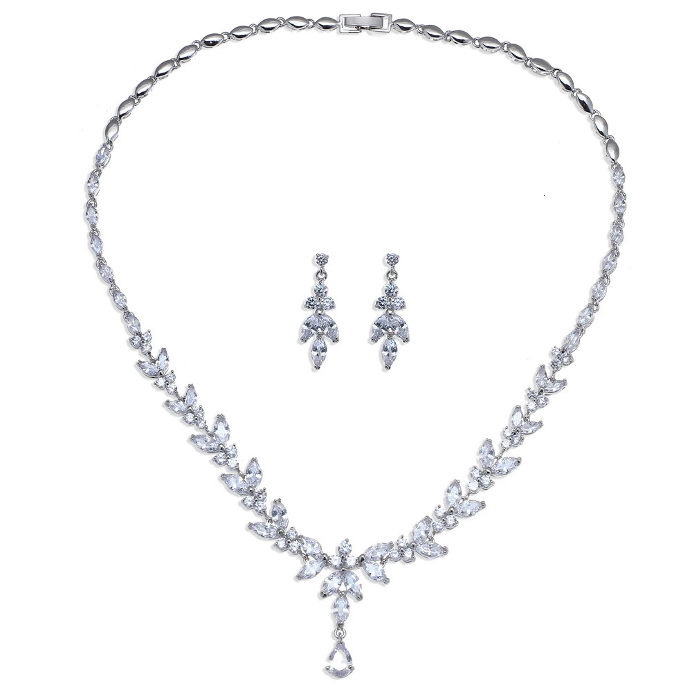 Emmaya Exquisite Womens Wedding Party Accessories Jewelry Set Cubic Zircon Stud Earrings and Necklace Gifts 241018