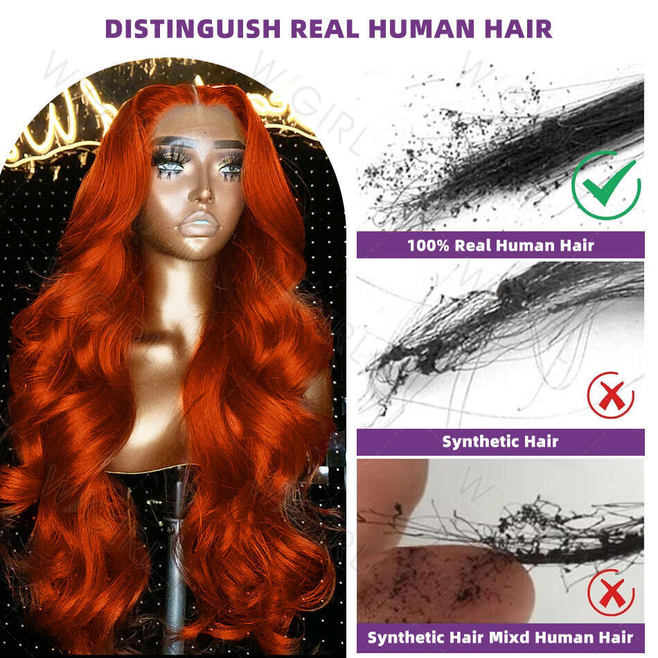 30 32Inch Ginger Orange Body Wave Wig Brazilian 220% 13x4 13x6 HD Lace Frontal Human Hair Wigs For Women