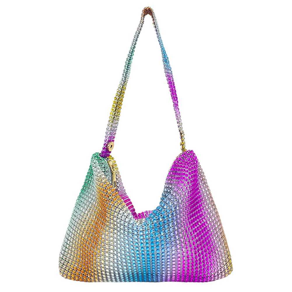 Sparkling Evening Dinner Clutch Bag Zipper Closure Womens Fashion Evening Bag Water Diamond Decoration Large Capacity Bottom Bag Y241019