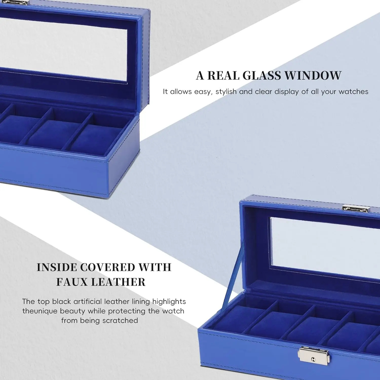 6-slot leather watch box organizer mens watch display box jewelry storage rack 241018