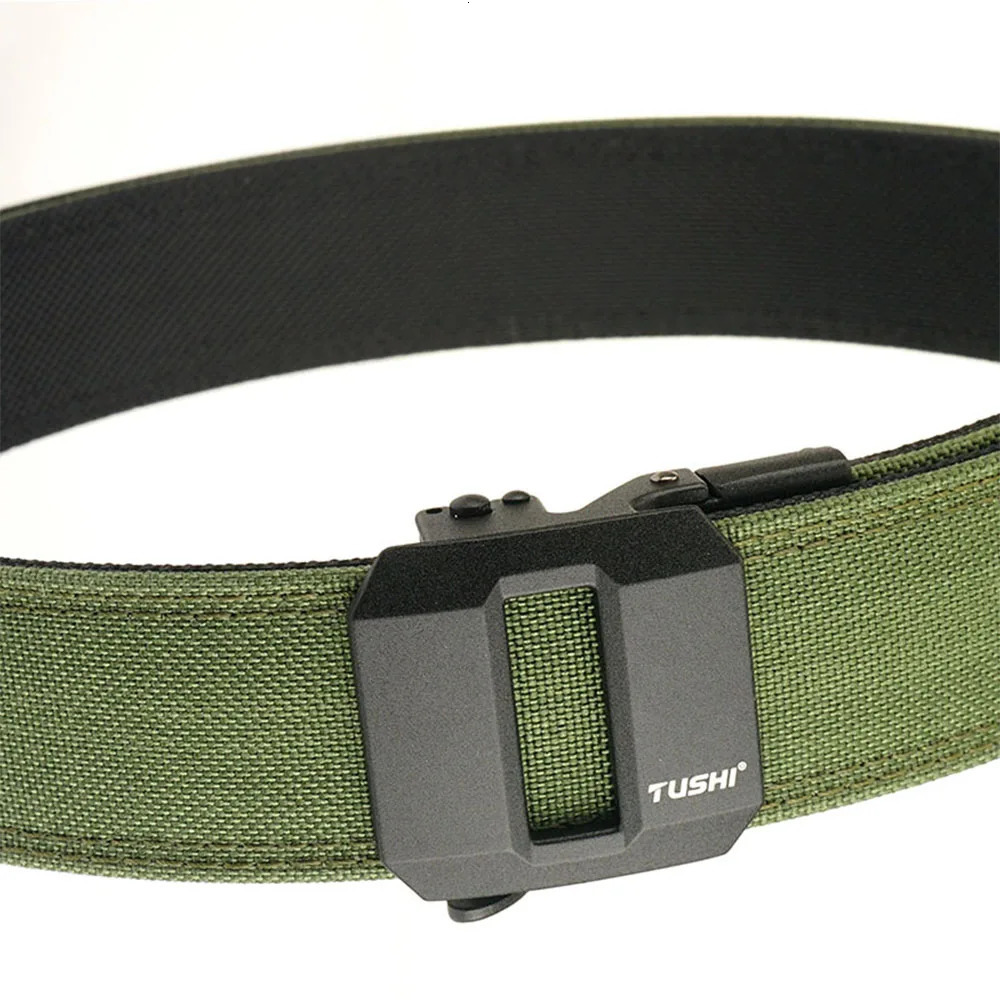 TUSHI Mens Hard Tactical Gun Strap 140cm Metal Automatic Buckle Thick Nylon Casual Strap IPSC Womens Belt 240925CJ