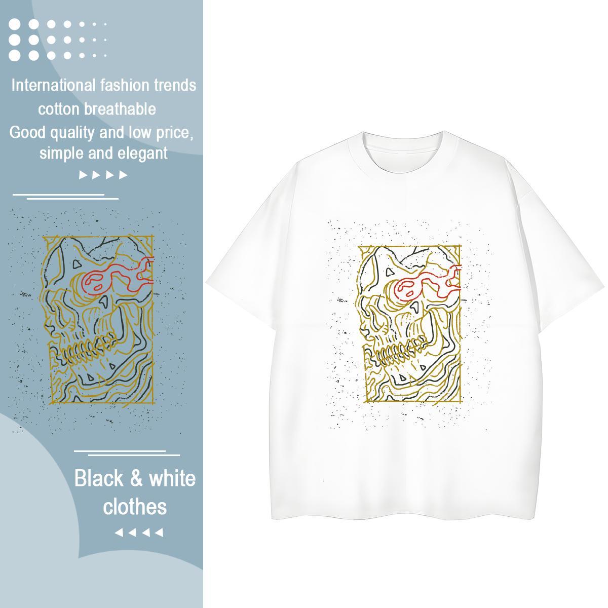 Fashion T Shirts Women 230g 100% Cotton Crew Neck Summer Casual skull Woman Tshirt Soft DIY Logo Tshirts