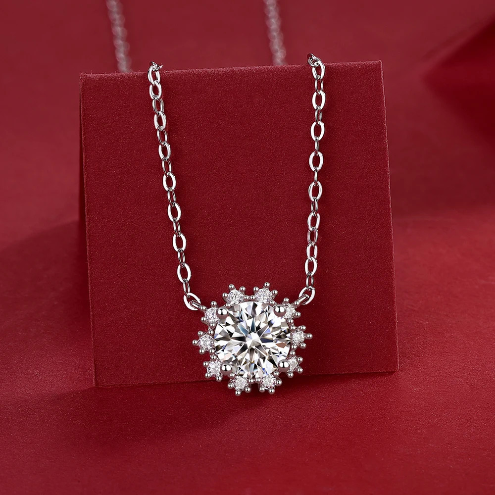 925 sterling silver 1ct pendant necklace 18k gold-plated sunflower necklace Clavicle chain exquisite jewelry for women 241018