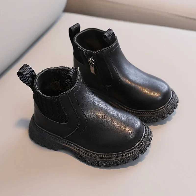 Kids Short Boots Fashion Boys Shoes Autumn Winter Leather Children Boots Non-Slip Toddler Girls Boot Toddler Snow ShoesXJ241018
