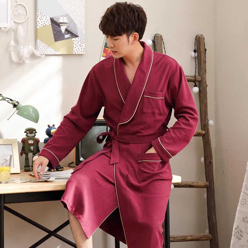 2022 New male gowns autumn roupao de banho big yards M-3XL bathrobe men high quality cotton long sleeve brand pajamas male robeXJ241018