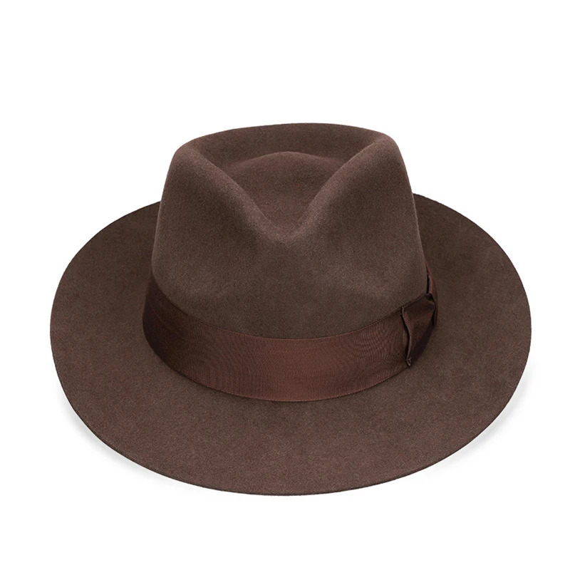 British Fedora Gangster Hat Mens 100% Wool Felt Hat 60cm XXL Large Size Satin Lining High Quality Ship in Box 241018