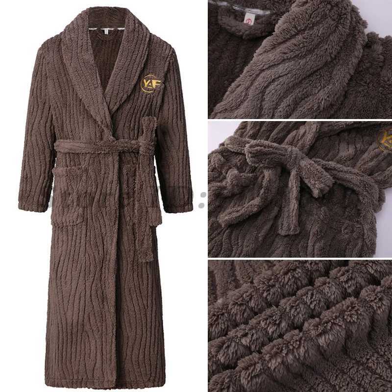 Winter Thick Coral Fleece Robe Men Sleepwear Oversize Long Kimono Bathrobe Gown Warm Flannel Nightwear Women Homewear LoungewearXJ241018
